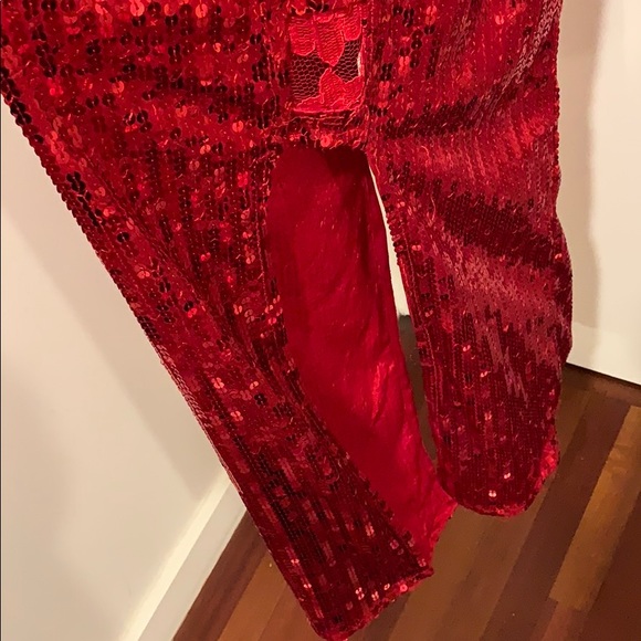 Custom made, Red sequence dress - Picture 5 of 10